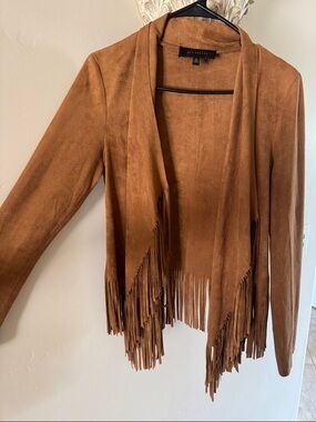 BCBGeneration Fringe Suede Open Jacket - Brown